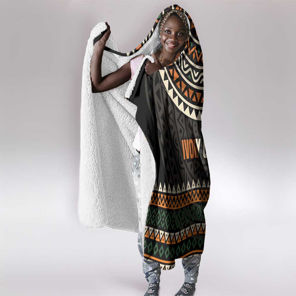 Ivory Coast African Pattern Hooded Blanket Ethnic Geometric and National Motto - African Pride