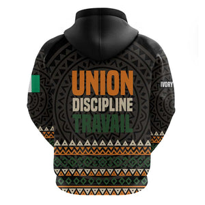 Ivory Coast African Pattern Hoodie Ethnic Geometric and National Motto - African Pride