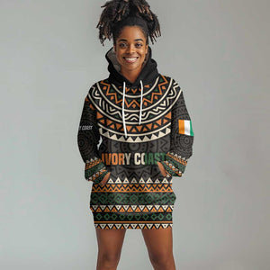 Ivory Coast African Pattern Hoodie Dress Ethnic Geometric and National Motto - African Pride