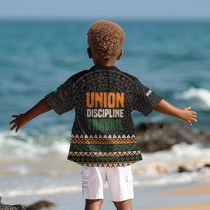 Ivory Coast African Pattern Kid Hawaiian Shirt Ethnic Geometric and National Motto - African Pride