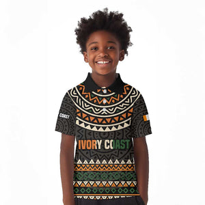 Ivory Coast African Pattern Kid Polo Shirt Ethnic Geometric and National Motto - African Pride