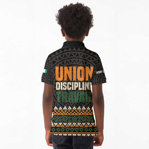 Ivory Coast African Pattern Kid Polo Shirt Ethnic Geometric and National Motto - African Pride