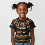 Ivory Coast African Pattern Kid T shirt Ethnic Geometric and National Motto - African Pride