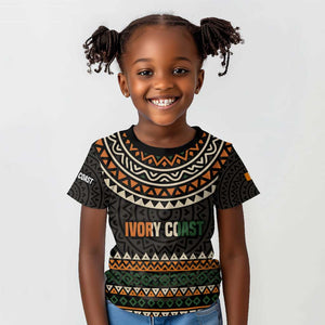 Ivory Coast African Pattern Kid T shirt Ethnic Geometric and National Motto - African Pride