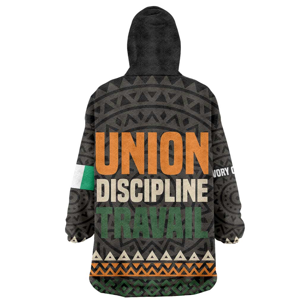Ivory Coast African Pattern Kid Wearable Blanket Hoodie Ethnic Geometric and National Motto - African Pride