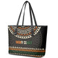 Ivory Coast African Pattern Leather Tote Bag Ethnic Geometric and National Motto - African Pride