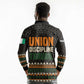 Ivory Coast African Pattern Long Sleeve Polo Shirt Ethnic Geometric and National Motto - African Pride