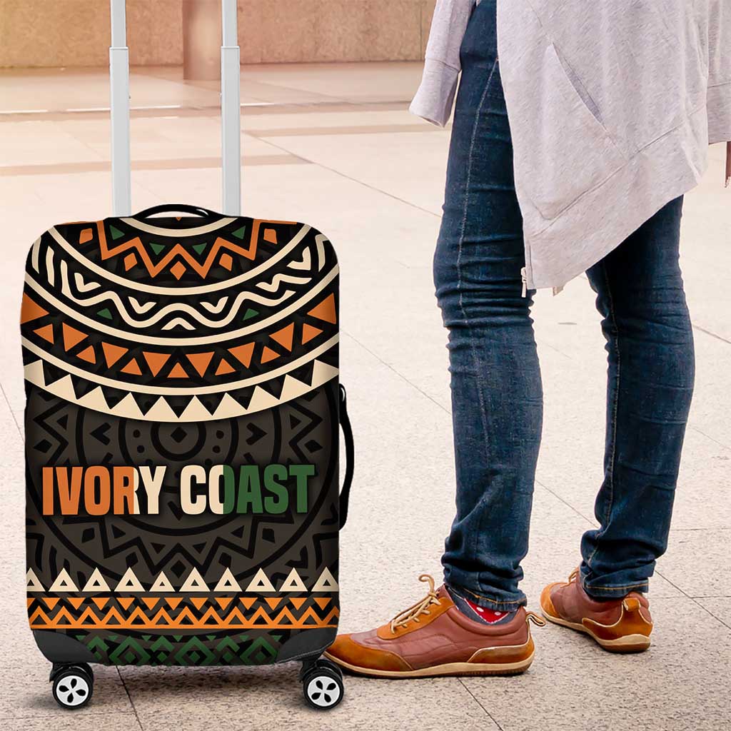 Ivory Coast African Pattern Luggage Cover Ethnic Geometric and National Motto - African Pride