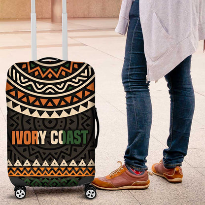Ivory Coast African Pattern Luggage Cover Ethnic Geometric and National Motto - African Pride