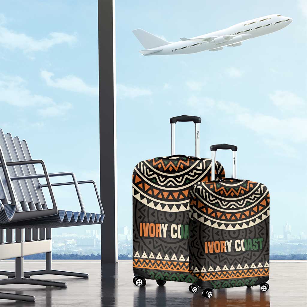 Ivory Coast African Pattern Luggage Cover Ethnic Geometric and National Motto - African Pride