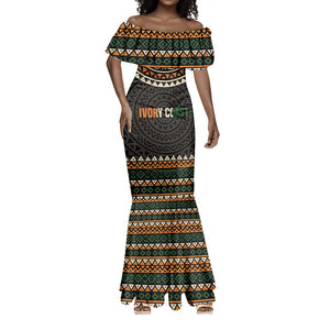 Ivory Coast African Pattern Mermaid Dress Ethnic Geometric and National Motto - African Pride