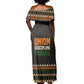 Ivory Coast African Pattern Off Shoulder Maxi Dress Ethnic Geometric and National Motto - African Pride