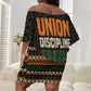 Ivory Coast African Pattern Off Shoulder Short Dress Ethnic Geometric and National Motto - African Pride