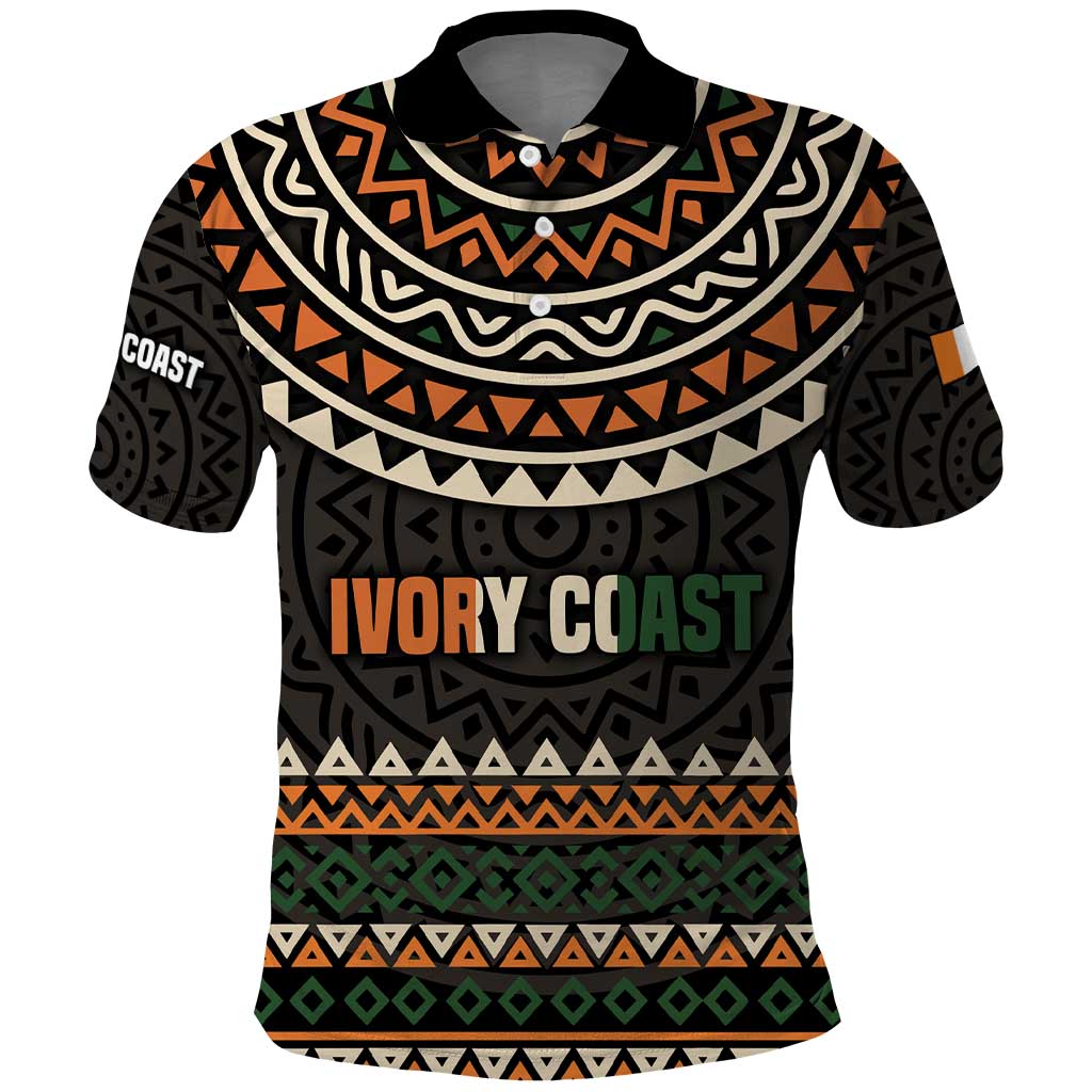 Ivory Coast African Pattern Polo Shirt Ethnic Geometric and National Motto - African Pride