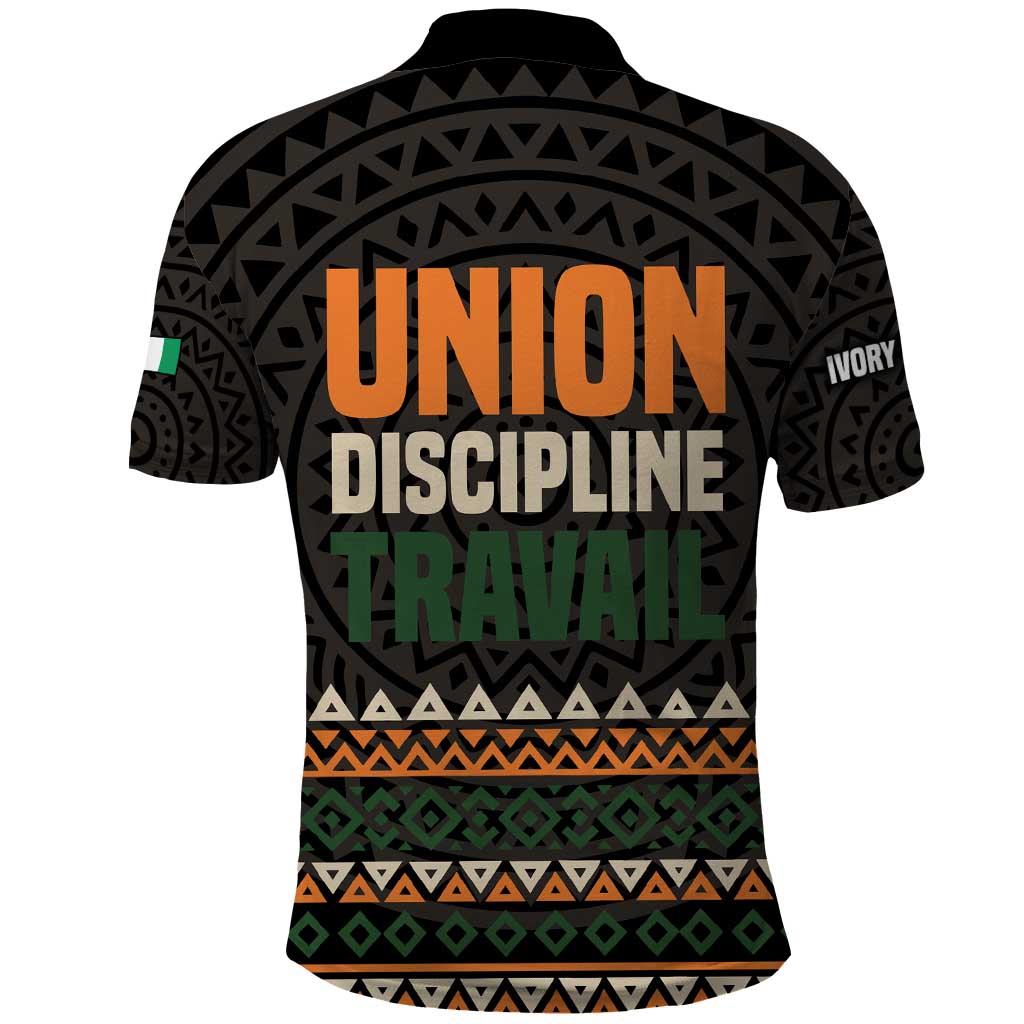 Ivory Coast African Pattern Polo Shirt Ethnic Geometric and National Motto - African Pride