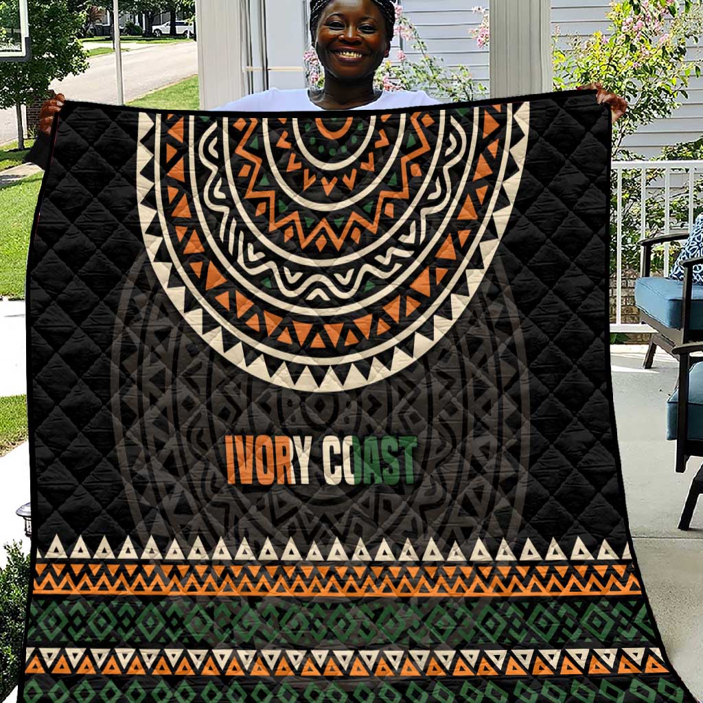 Ivory Coast African Pattern Quilt Ethnic Geometric and National Motto - African Pride