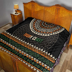 Ivory Coast African Pattern Quilt Ethnic Geometric and National Motto - African Pride
