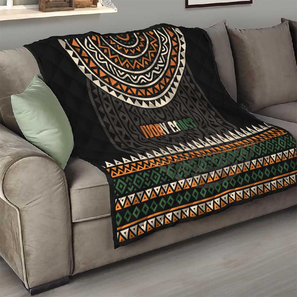 Ivory Coast African Pattern Quilt Ethnic Geometric and National Motto - African Pride