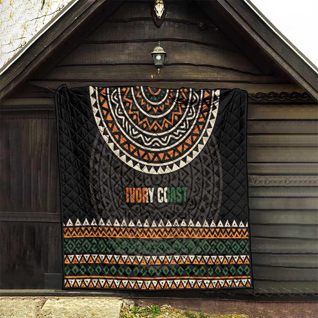 Ivory Coast African Pattern Quilt Ethnic Geometric and National Motto - African Pride