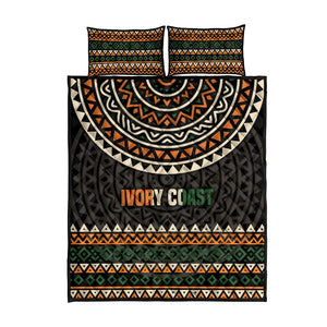 Ivory Coast African Pattern Quilt Bed Set Ethnic Geometric and National Motto - African Pride