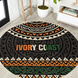 Ivory Coast African Pattern Round Carpet Ethnic Geometric and National Motto - African Pride