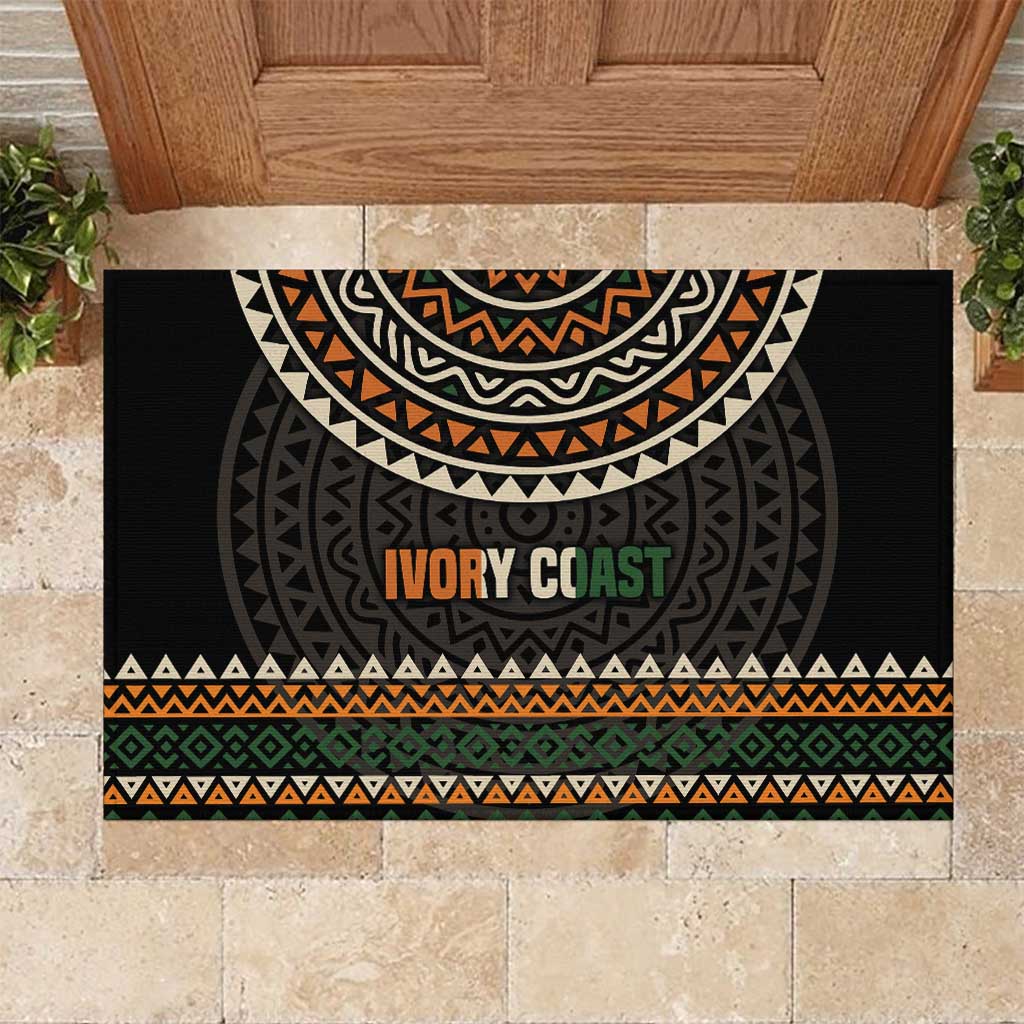 Ivory Coast African Pattern Rubber Doormat Ethnic Geometric and National Motto - African Pride