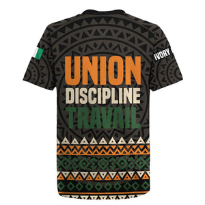 Ivory Coast African Pattern Rugby Jersey Ethnic Geometric and National Motto - African Pride