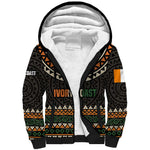 Ivory Coast African Pattern Sherpa Hoodie Ethnic Geometric and National Motto - African Pride