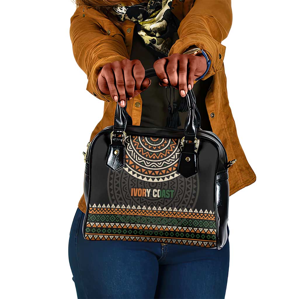 Ivory Coast African Pattern Shoulder Handbag Ethnic Geometric and National Motto - African Pride