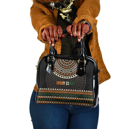 Ivory Coast African Pattern Shoulder Handbag Ethnic Geometric and National Motto - African Pride