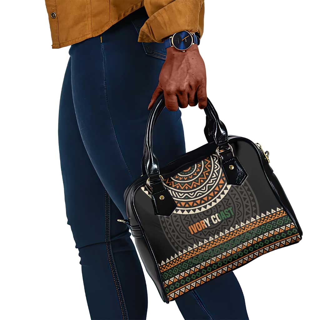 Ivory Coast African Pattern Shoulder Handbag Ethnic Geometric and National Motto - African Pride