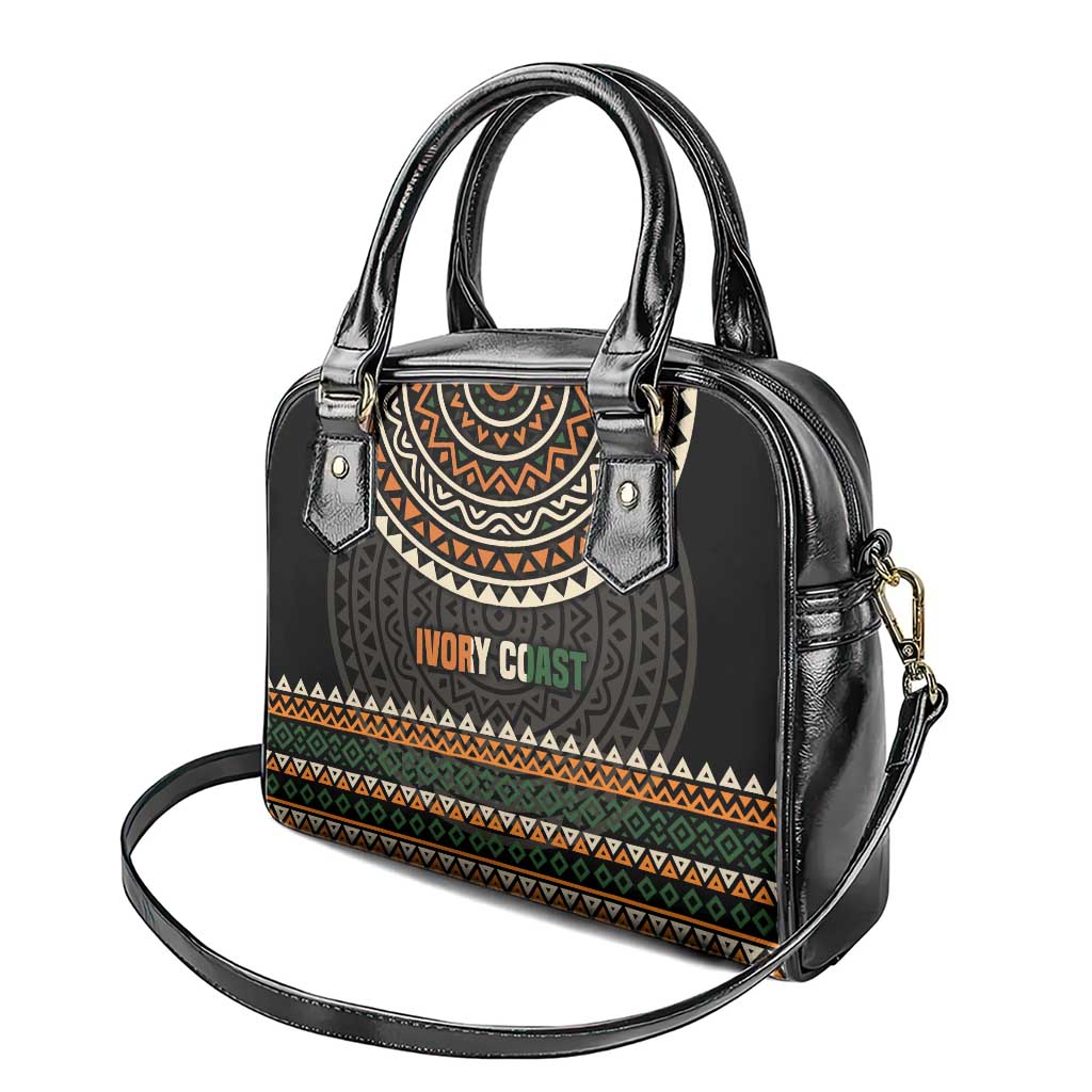Ivory Coast African Pattern Shoulder Handbag Ethnic Geometric and National Motto - African Pride