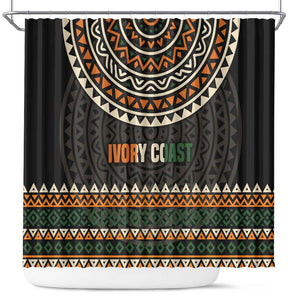 Ivory Coast African Pattern Shower Curtain Ethnic Geometric and National Motto - African Pride