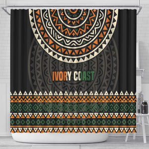 Ivory Coast African Pattern Shower Curtain Ethnic Geometric and National Motto - African Pride