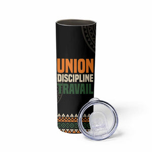 Ivory Coast African Pattern Skinny Tumbler Ethnic Geometric and National Motto - African Pride