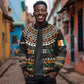 Ivory Coast African Pattern Sleeve Zip Bomber Jacket Ethnic Geometric and National Motto - African Pride