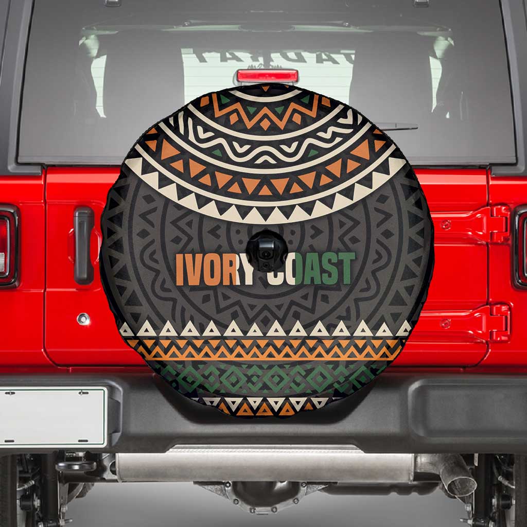 Ivory Coast African Pattern Spare Tire Cover Ethnic Geometric and National Motto - African Pride