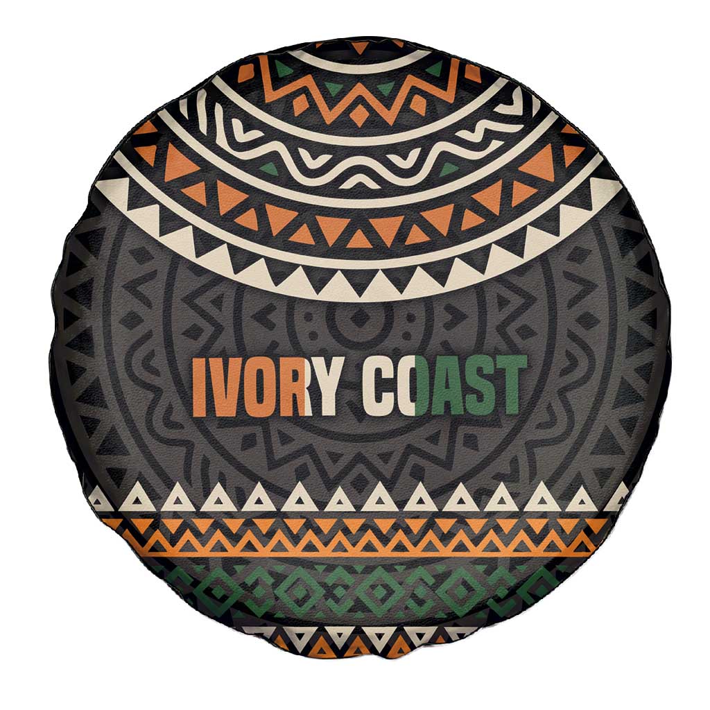 Ivory Coast African Pattern Spare Tire Cover Ethnic Geometric and National Motto - African Pride