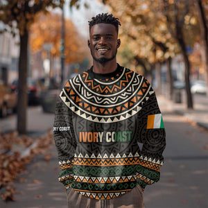 Ivory Coast African Pattern Sweatshirt Ethnic Geometric and National Motto - African Pride