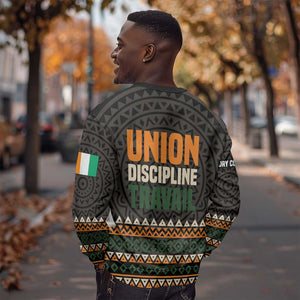 Ivory Coast African Pattern Sweatshirt Ethnic Geometric and National Motto - African Pride
