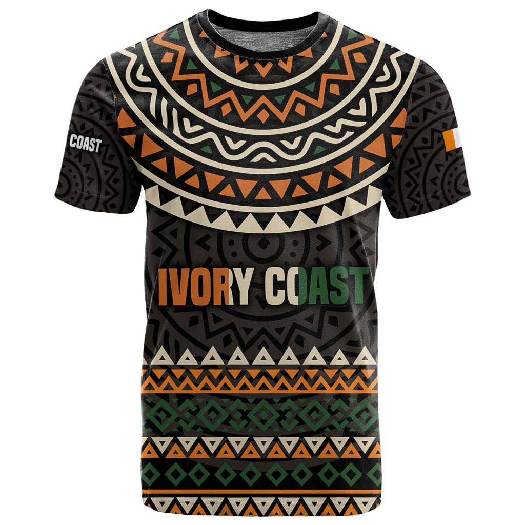 Ivory Coast African Pattern T shirt Ethnic Geometric and National Motto - African Pride
