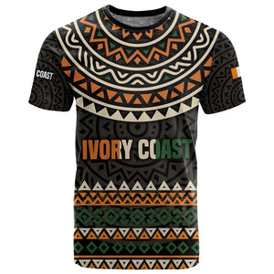Ivory Coast African Pattern T shirt Ethnic Geometric and National Motto - African Pride