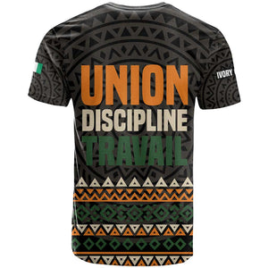 Ivory Coast African Pattern T shirt Ethnic Geometric and National Motto - African Pride
