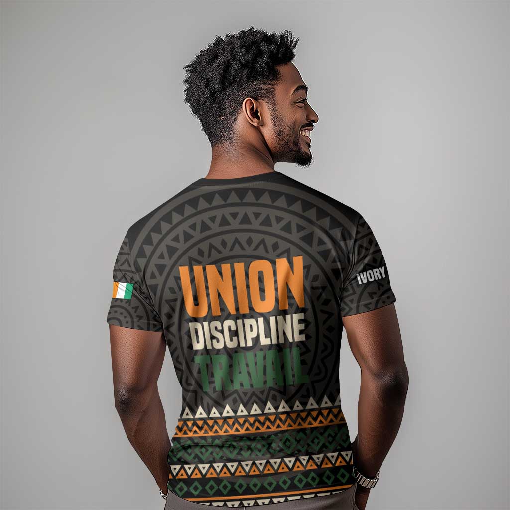 Ivory Coast African Pattern T shirt Ethnic Geometric and National Motto - African Pride