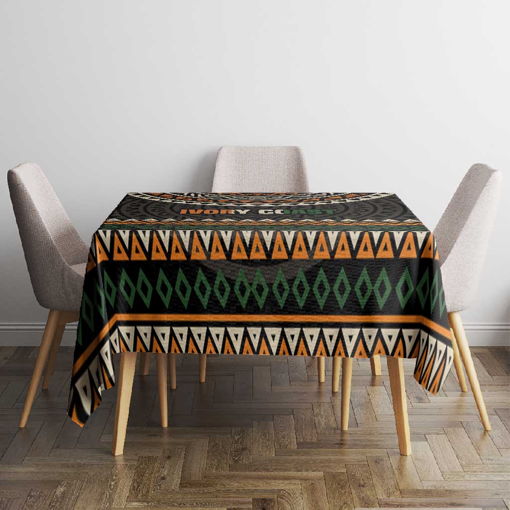Ivory Coast African Pattern Tablecloth Ethnic Geometric and National Motto - African Pride