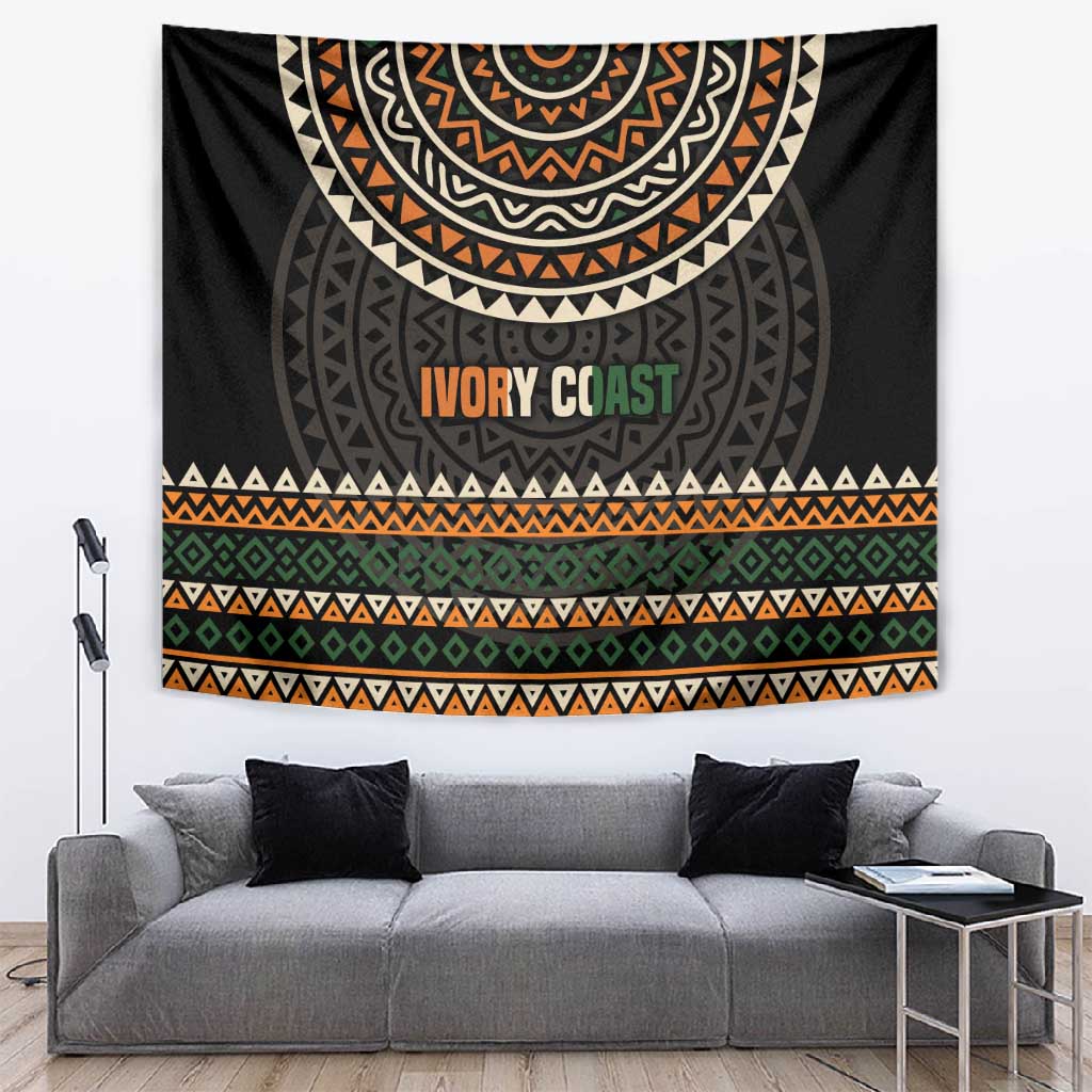 Ivory Coast African Pattern Tapestry Ethnic Geometric and National Motto - African Pride