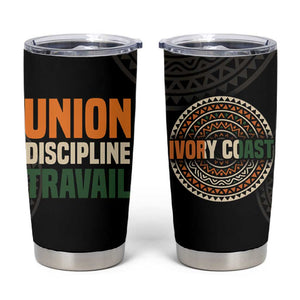 Ivory Coast African Pattern Tumbler Cup Ethnic Geometric and National Motto - African Pride