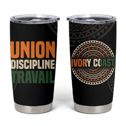 Ivory Coast African Pattern Tumbler Cup Ethnic Geometric and National Motto - African Pride