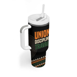 Ivory Coast African Pattern Tumbler With Handle Ethnic Geometric and National Motto - African Pride