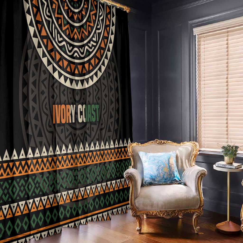 Ivory Coast African Pattern Window Curtain Ethnic Geometric and National Motto - African Pride
